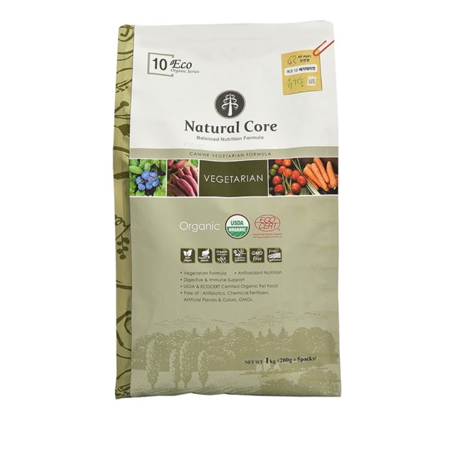 NaturalCore Thức ăn hạt thuần chay cho chó gói 1kg