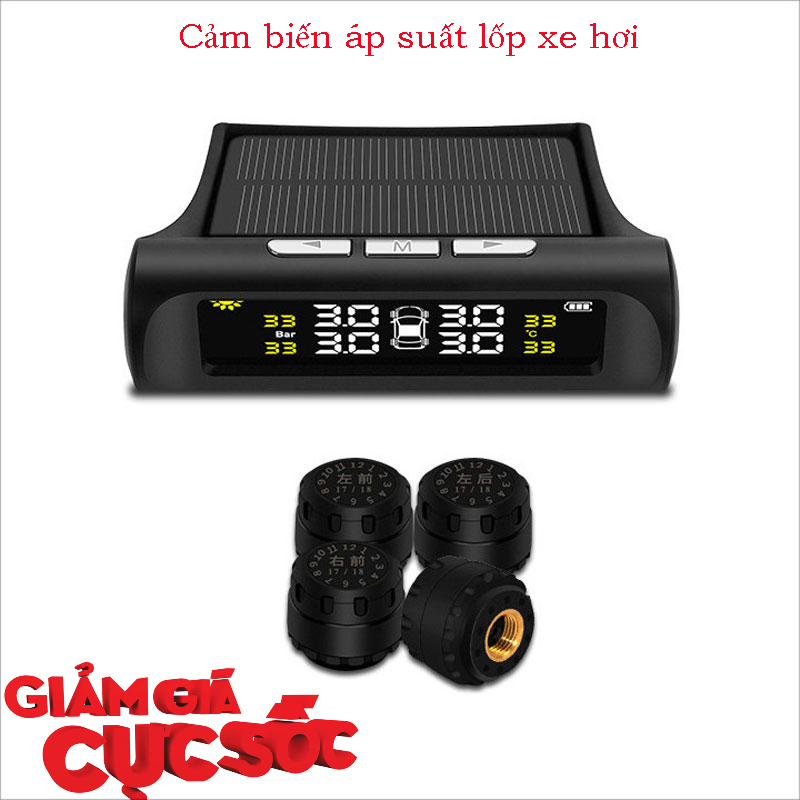 Bộ cảm biến áp suất lốp cho ô tô, màn hiển thị LCD tiện ích, bảo hành 3 tháng-phụ kiện ô tô giá rẻ, nội thất xe hơi tiện ích