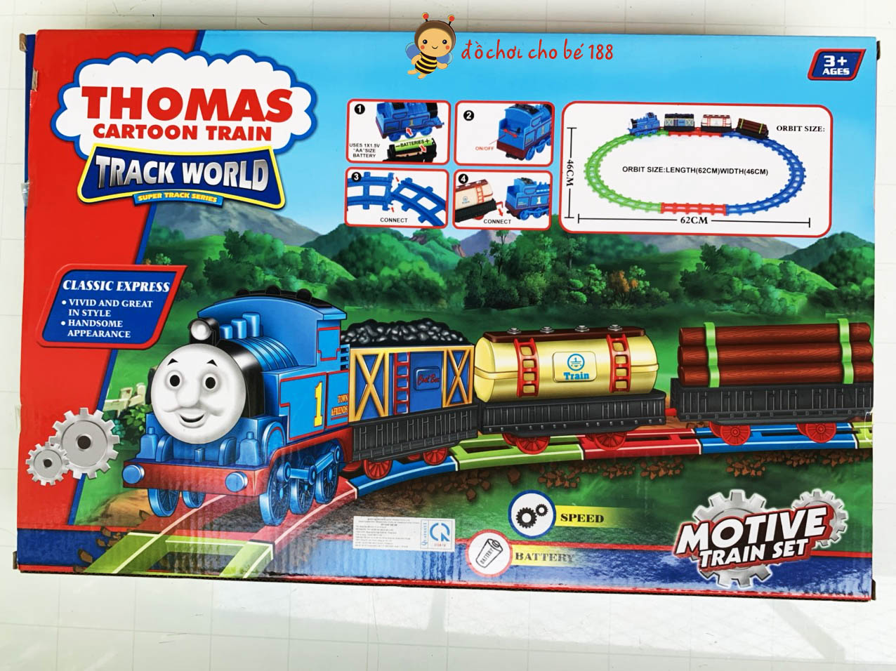 [HCM]Đồ chơi xe lửa Thomas dùng pin cho bé (loại to), xe lửa classical đường ray siêu dài