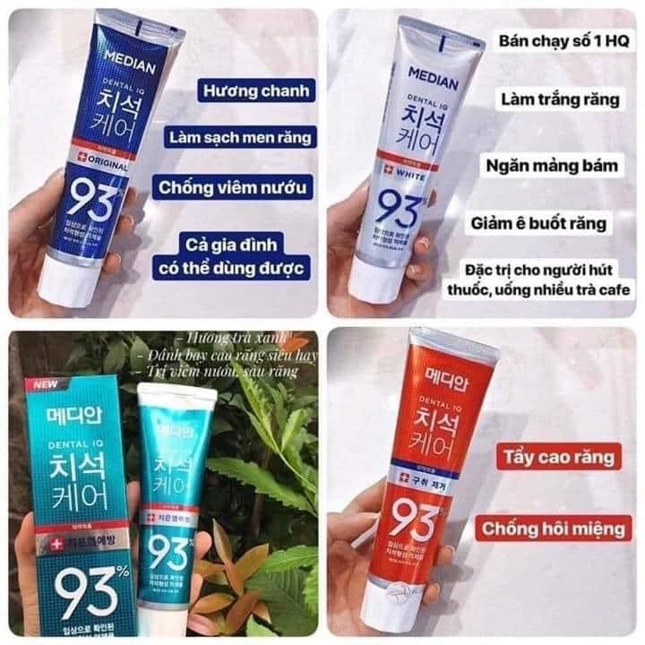 (CHÍNH HÃNG) KEM ĐÁNH RĂNG, TRẮNG RĂNG MEDIAN 93% HÀN QUỐC 120g