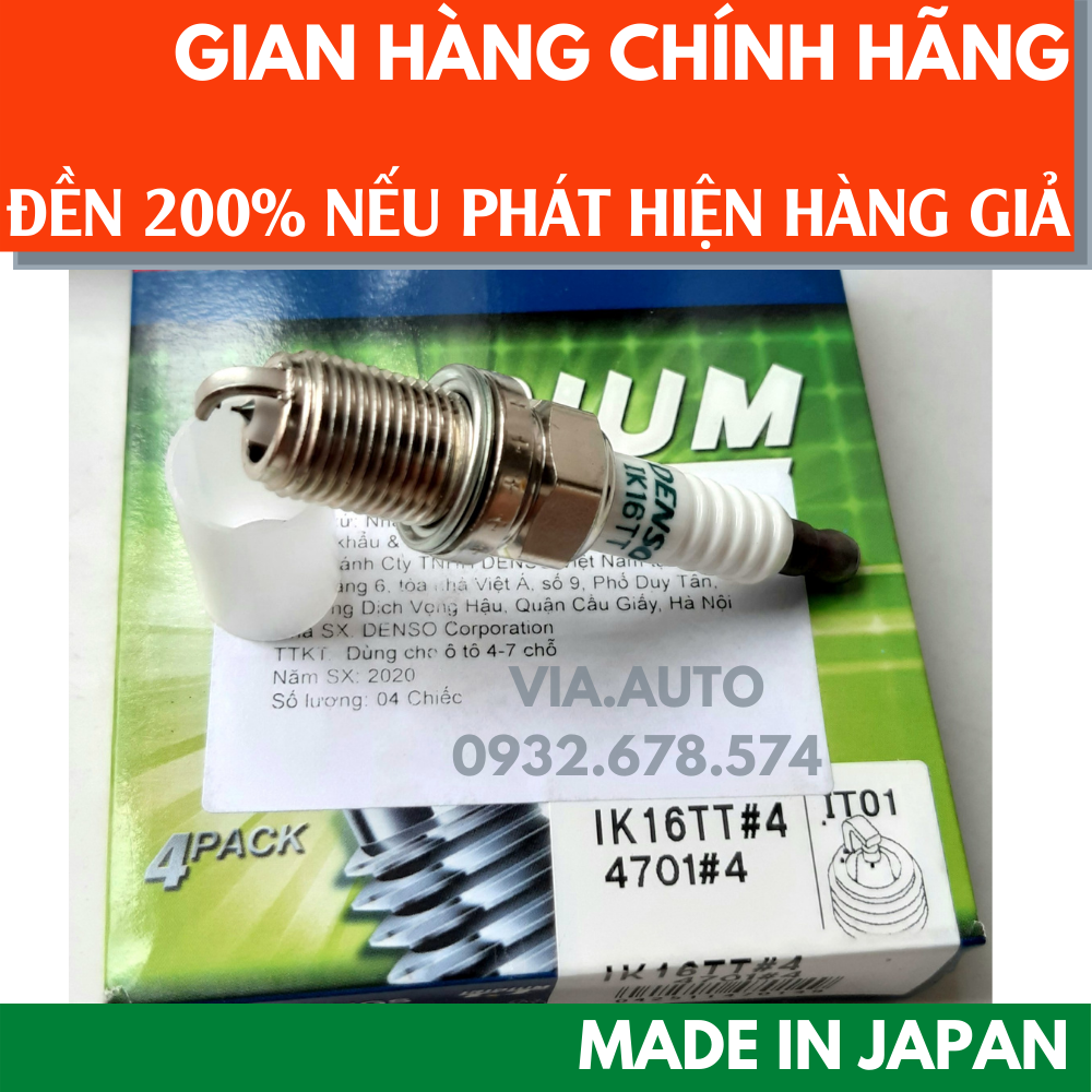 [HỎA TỐC HCM] Bộ 4 Bugi Denso CHÍNH HÃNG JAPAN Iridium IK16TT cho xe ôtô Camry, Vios , Altis