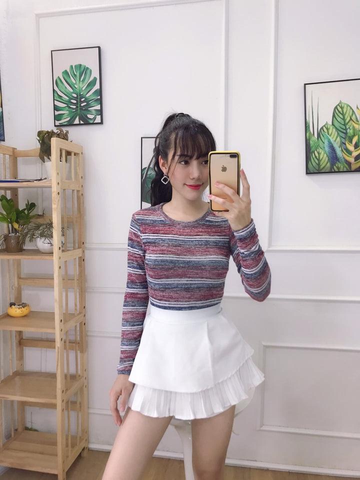 Áo lụa form body tay dài cổ tròn phong cách TTKX0282