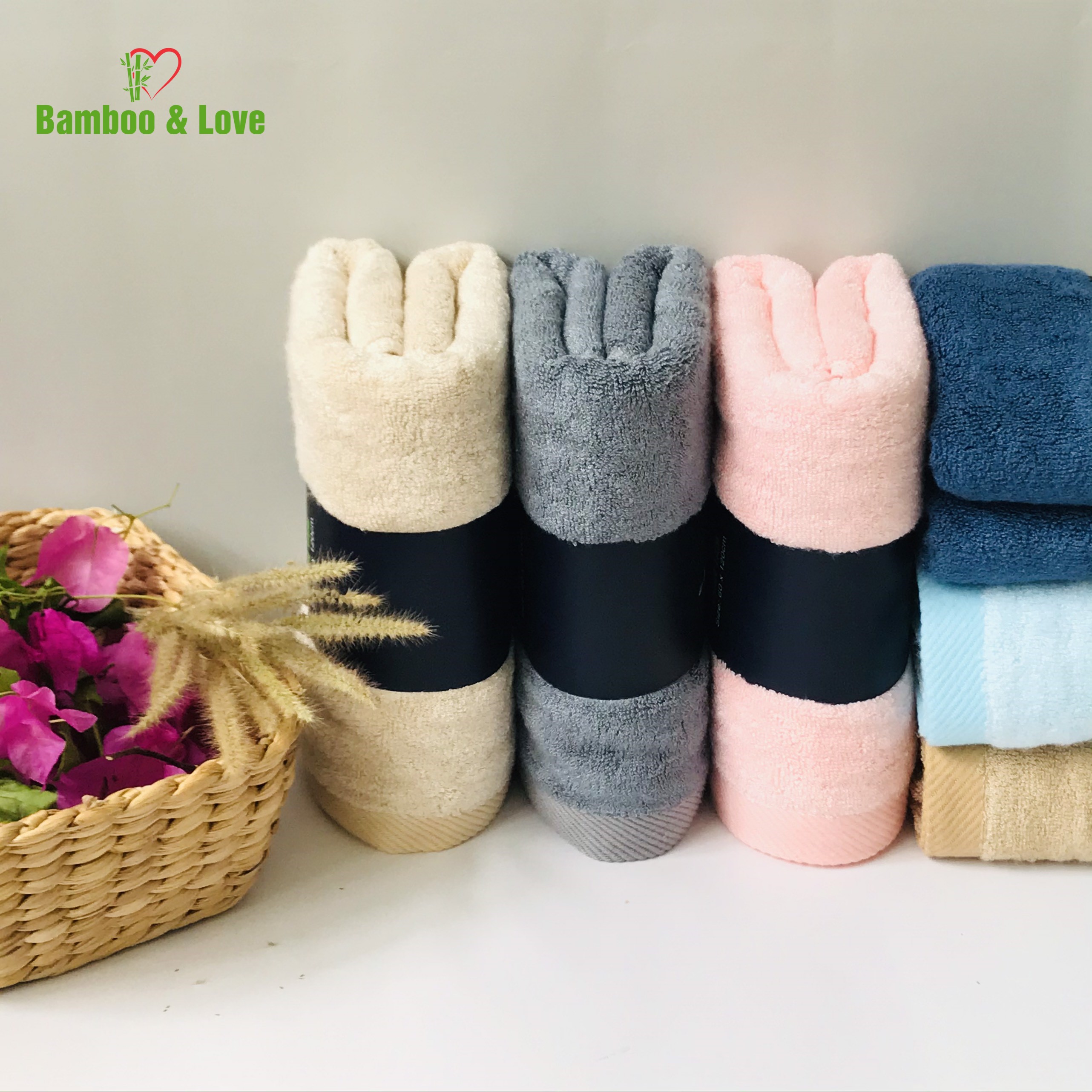 Khăn tắm sợi tre cao cấp Bamboo&love  60x120cm