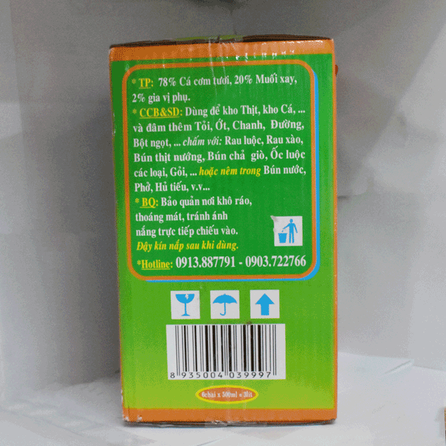 Nước Mắm Nhỉ Cá Cơm (40° - 500ml - Hộp 6 chai )