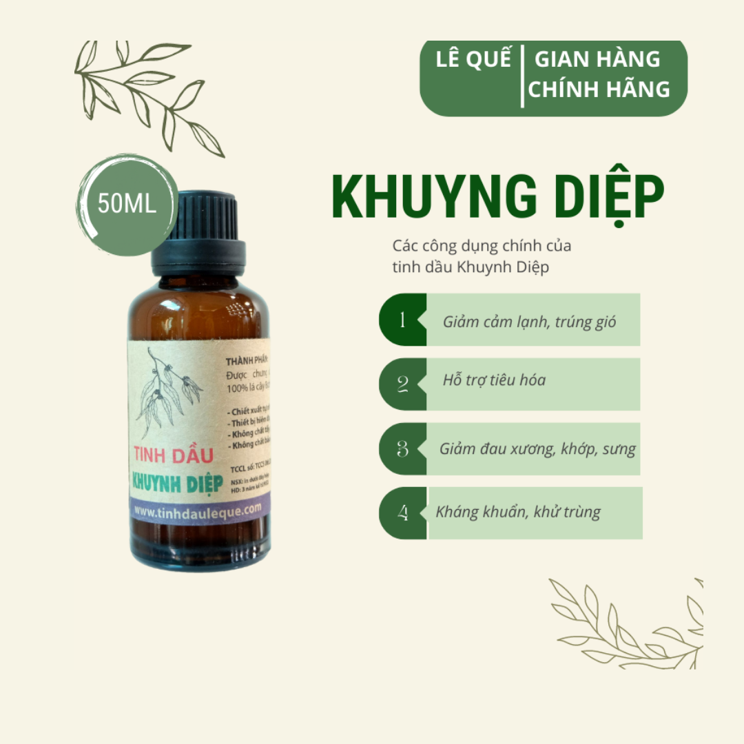 (Lê Quế) Tinh dầu khuynh diệp Lê Quế (Eucalyptus Essential Oil) Giảm ngạt mũi, sổ mũi, viêm họng Lọ 10-50ml Koshka Home