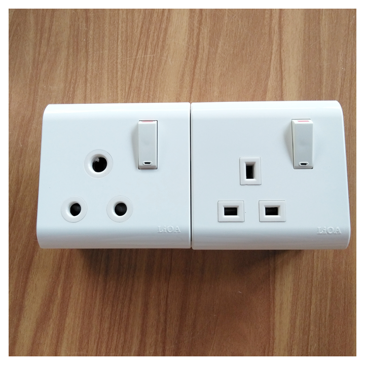 COMBO Ổ cắm 3 chấu - Phích cắm PUK LiOA Kiểu Anh - Tiêu chuẩn châu Âu