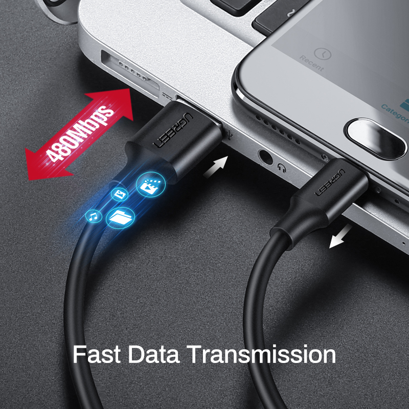 UGREEN Kabel Micro USB Original Micro USB Charging Cord Charge Cable for  Android Samsung Xiaomi Redmi LG  Handphone hp Blackcase Model:60135