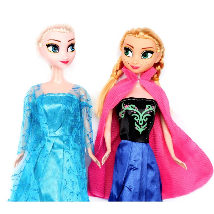 Set of 2 Queen doll icy Anna and Elsa, combo 2 doll high quality plastic material, toy dolls for girls