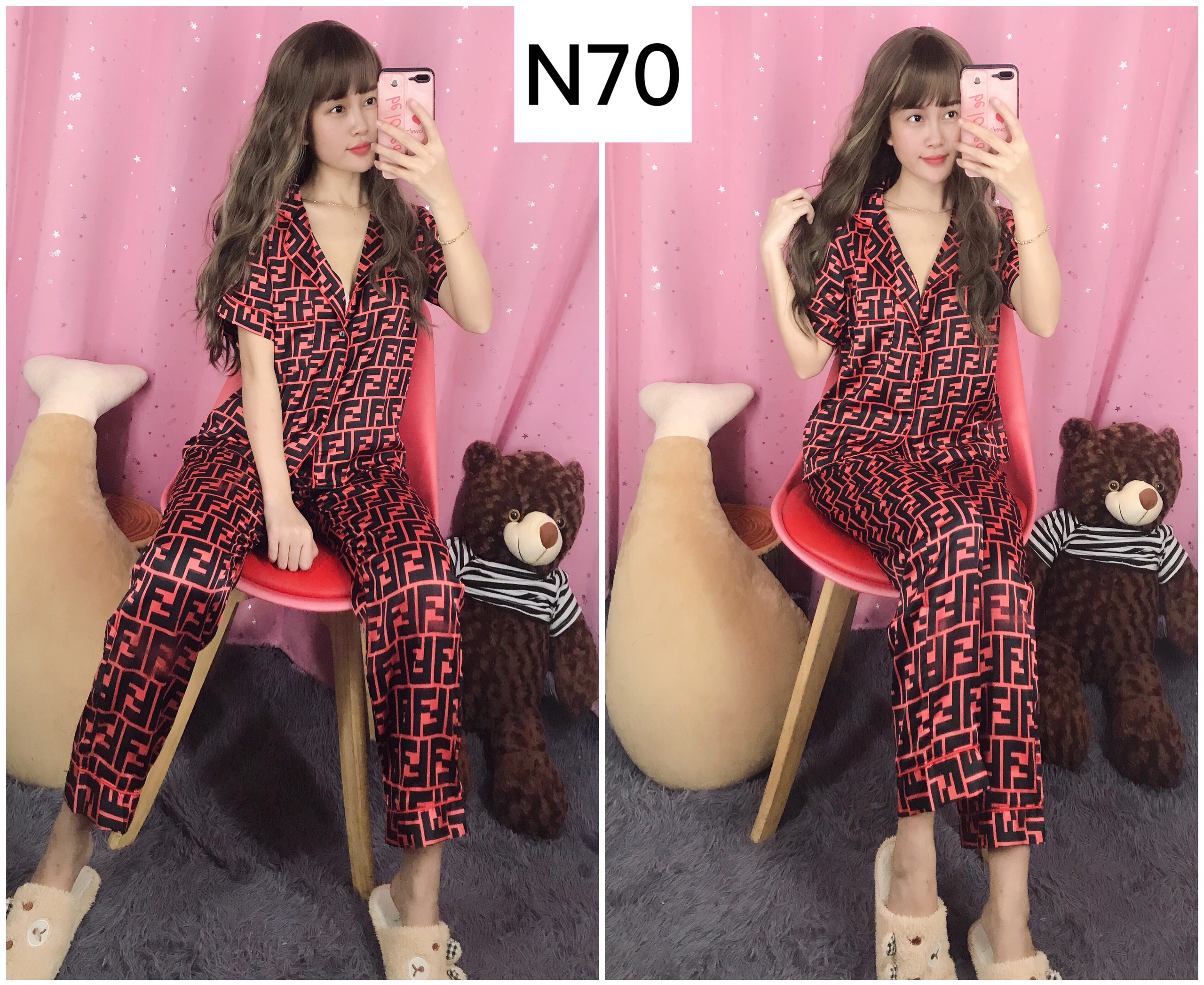 Đồ Bộ Pizama Mặc Nhà Satin Cao Cấp Tay Ngắn Quần Dài 2 - Set Bộ Pijama Ngủ Nữ - Kèm Hình Thật Shop Tự Chụp