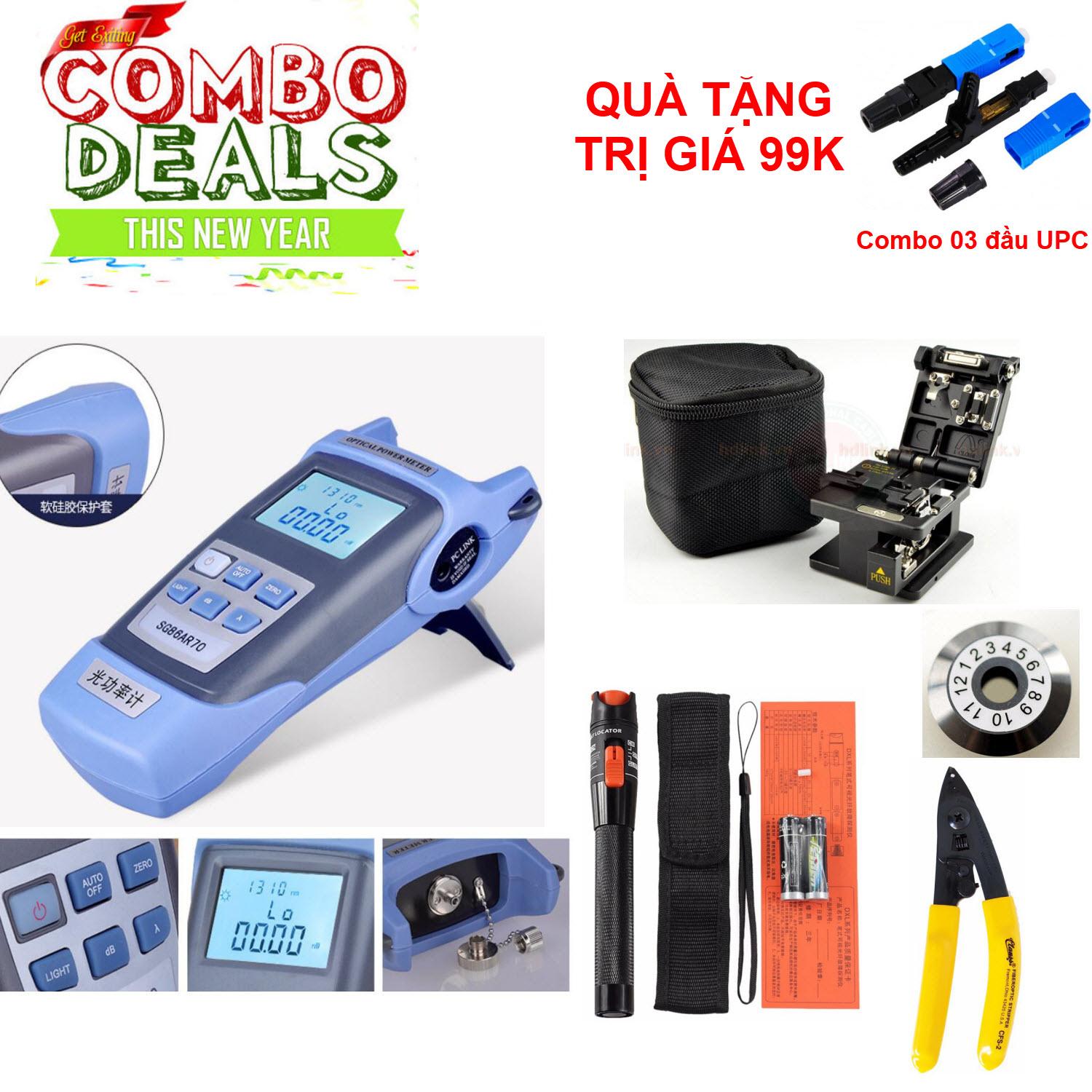 Bộ thi công cáp quang chuyên nghiệp với độ chính xác cao với 5 sản phẩm:Máy đo suy hao quang HX + Dao cắt sợi quang SKL -60S + Bút soi sợi quang 1Km + Kìm tuốt sợi quang+ Lưỡi dao thay thế