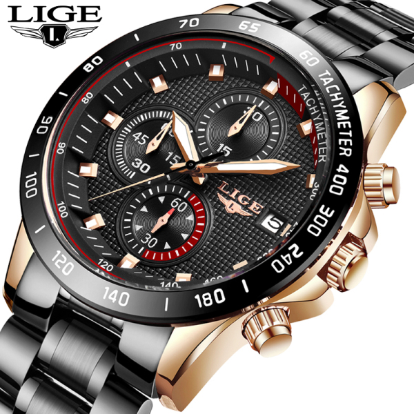 Nơi bán LIGE đồng hồ nam thời trang nguyên bản bằng thép không gỉ chống thấm nước thạch anh đồng hồ