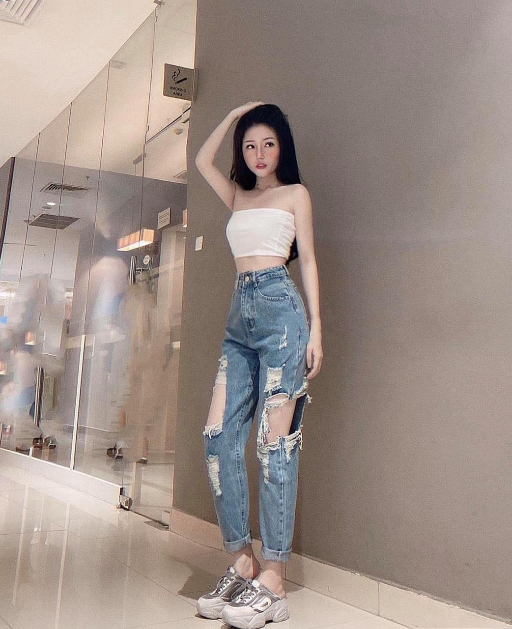 Quần jean nữ baggy rách HỞ HAI ĐÙI siêu bụi 139-7