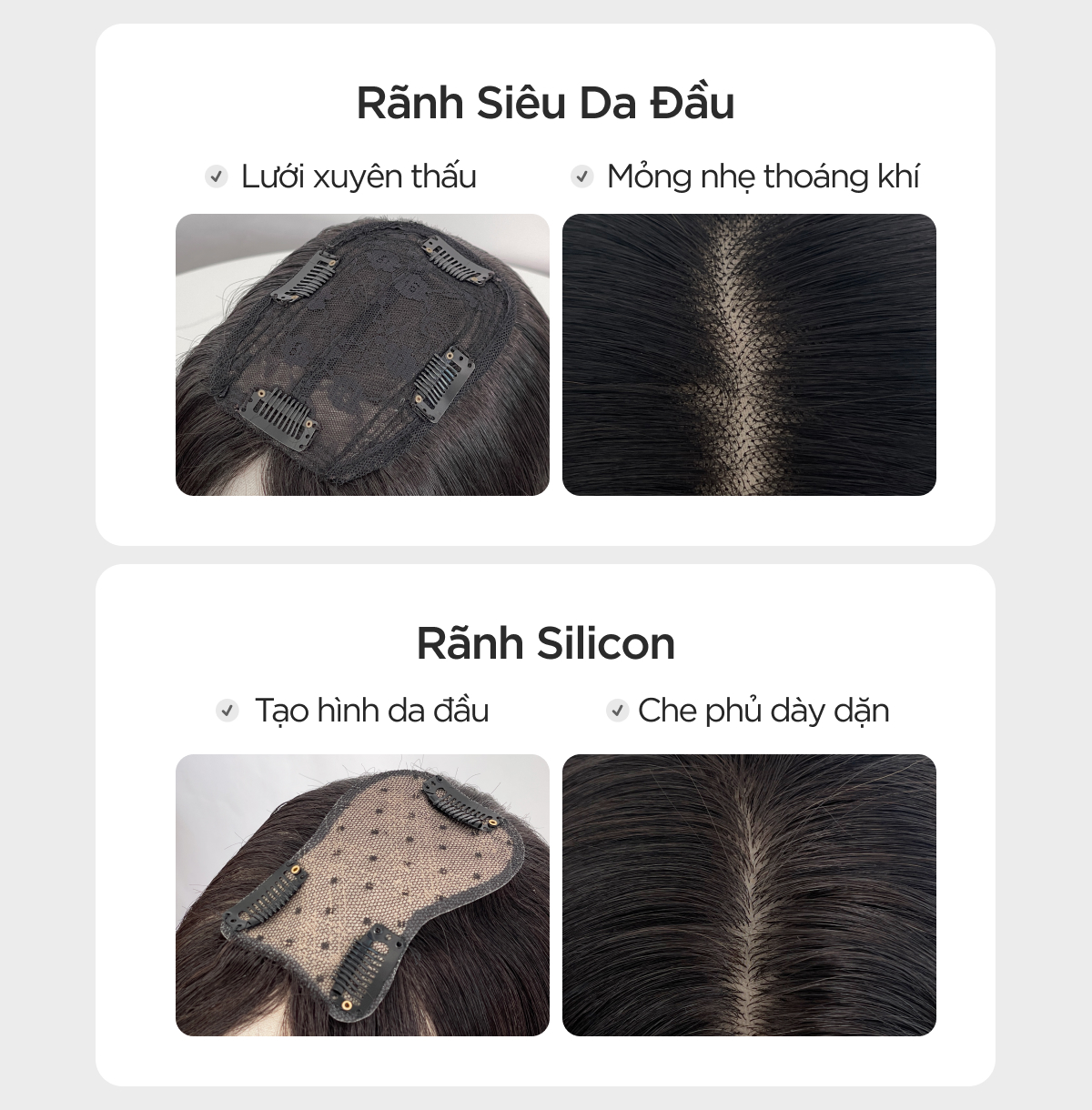 Tóc Kẹp Mái CAPELLI Mái 4D Siêu Da Đầu, Phủ Hói Toàn Diện