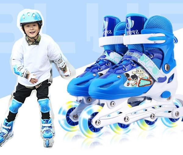 Giày Trượt Patin 4 Bánh Phát Sáng + Tặng Kèm Đồ Bảo Hộ Tay, Chân Và Túi Đựng Giày, Giày patin, giày trượt patin trẻ em, giày patin 4 bánh.