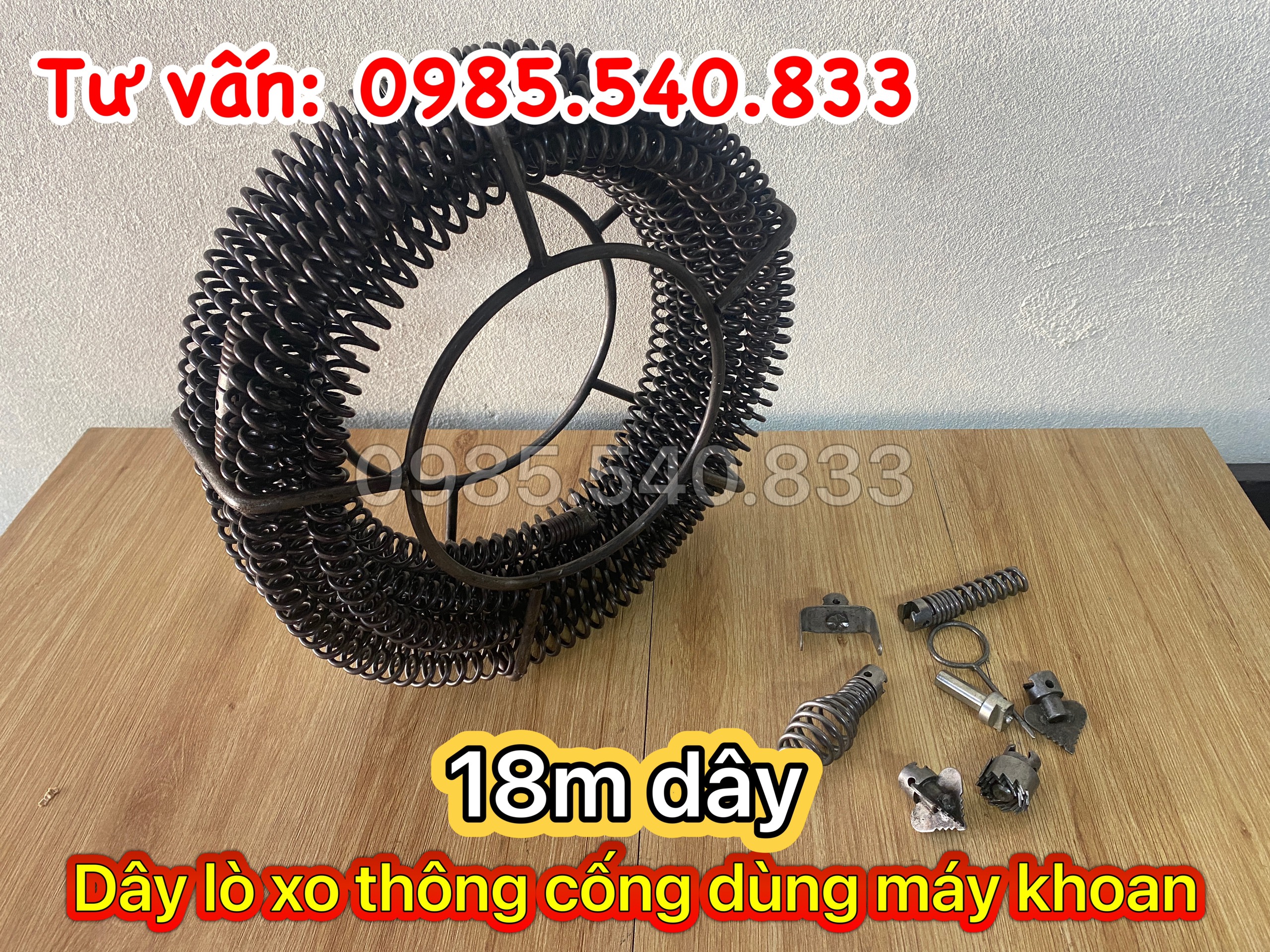 Dây thông tắc dùng cho máy khoan dài 18M ( 18M + 6 đầu thông + kết nối máy khoan....)