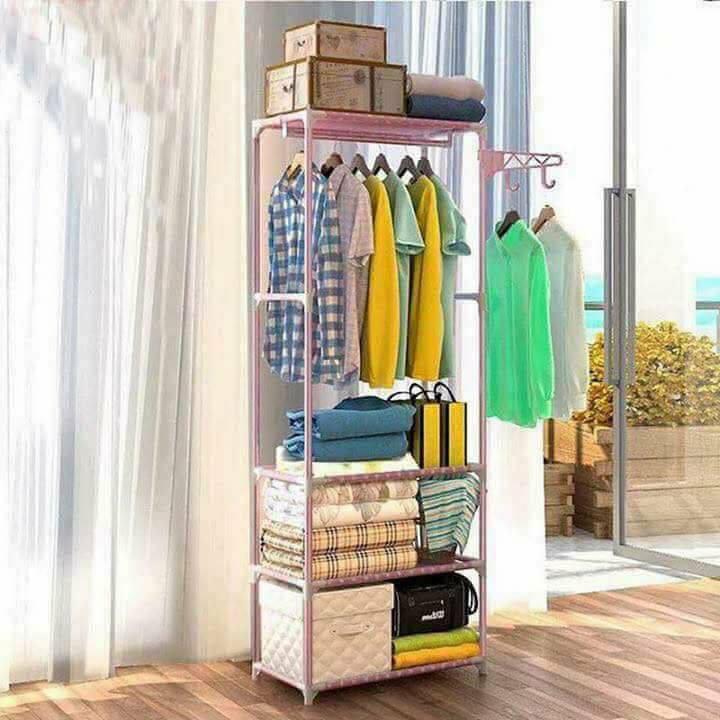 Kệ treo quần áo và để đồ thông minh kèm móc treo túi xách tiện dụng, ke treo quan ao va de do thong minh kem moc treo tui xach tien dung