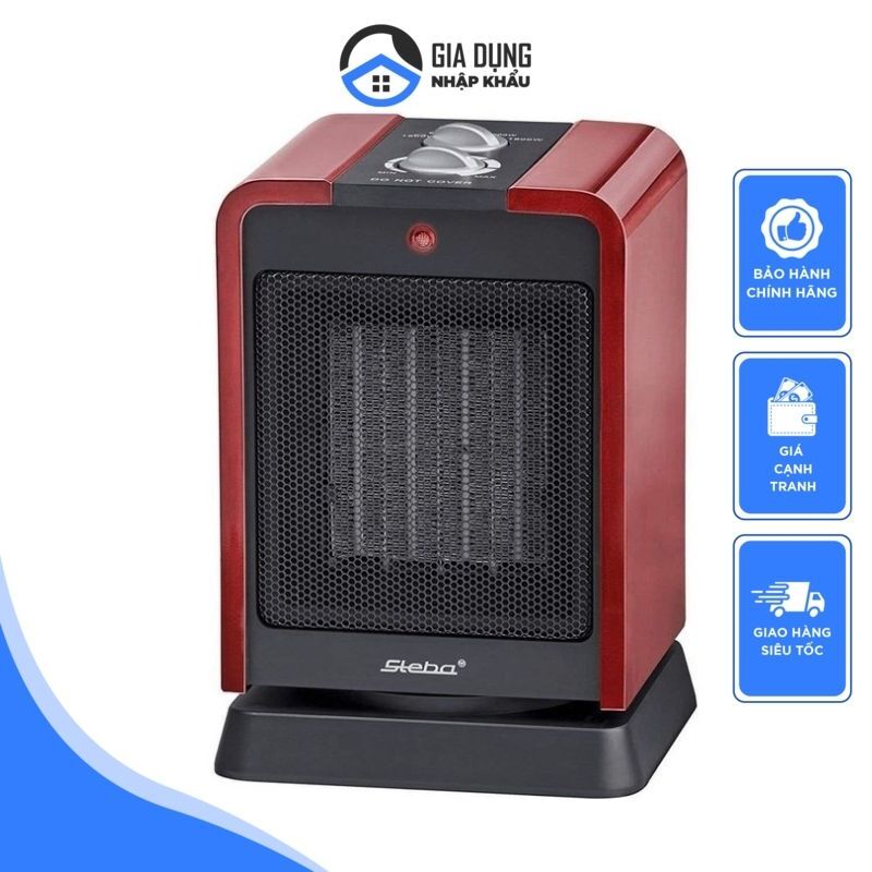 Steba ceramic heater KH 2 | Energy saving | switchable oscillation | very quiet | 2-stage ceramic heating element 900/1800 watts | washable dust filter | For approx. 30m², red