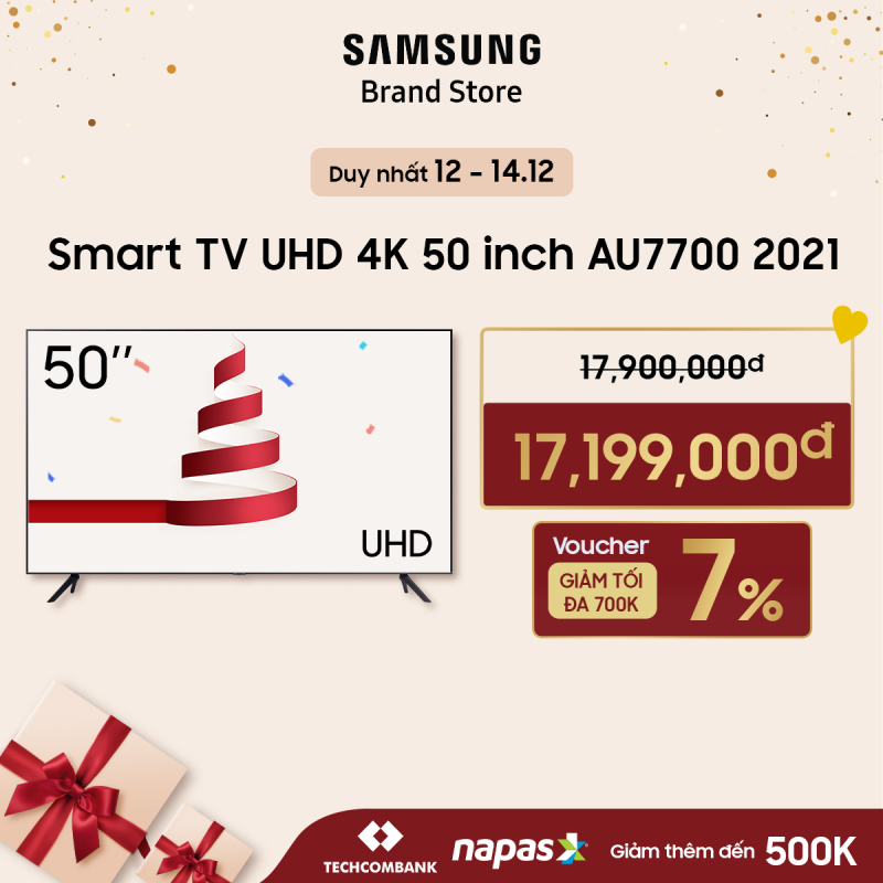 Bảng giá [Voucher 7% tối đa 700k] [TRẢ GÓP 0%] Smart TV Samsung Crystal UHD 4K 50 inch AU7700 2021