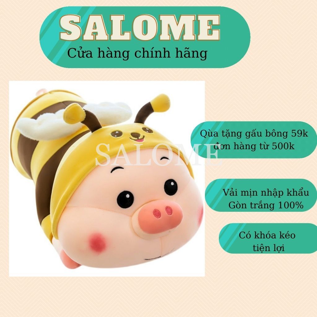 Gấu bông heo ong vàng size 1m2 to khổng lồ tp hcm heo bông cosplay ong vàng chất liệu vải mịn cao cấp salome heo bông nằm cosplay ong thú bông heo ong gối ôm đồ chơi qùa tặng sinnh nhật thú bông lợn ong thú nhồi bông hình con lợn