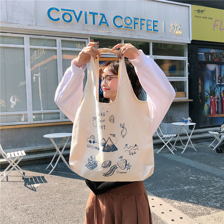 [Mẫu Hot Trend]Túi tote vải cỡ lớn đeo vai hình trái cây siêu hot phong cách Hàn Quốc dễ phối đồ-BALOHA