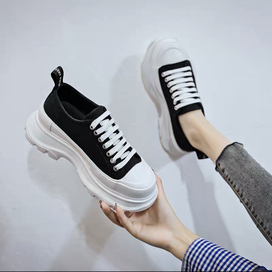Giầy Nữ Seaker Chunky Canvas Độn Đế 7cm Thời Trang Trẻ (shophanhan)