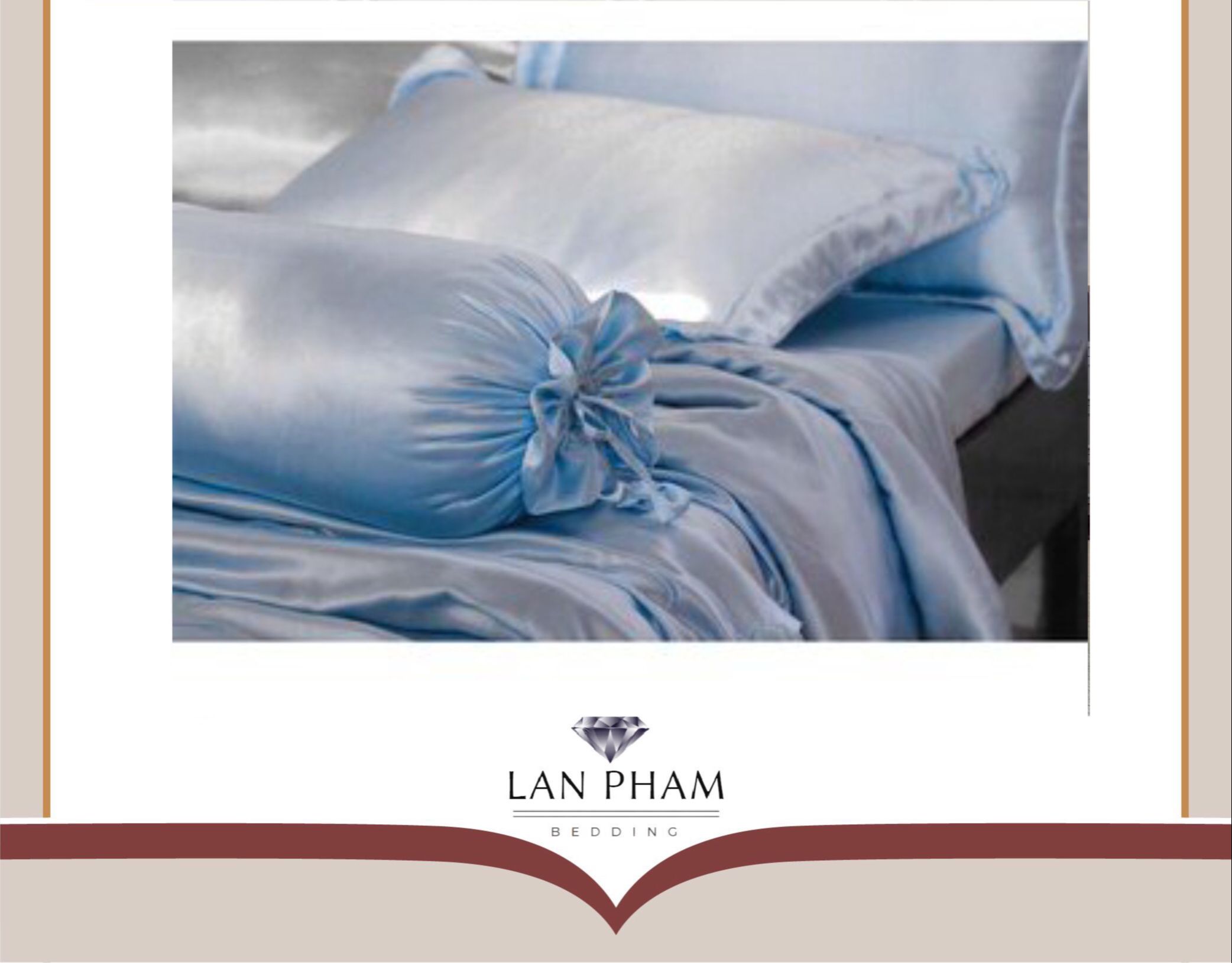 Bộ 4 món ga gối phi lụa xanh da trời lan pham bedding hàng loại 1 mát mịn