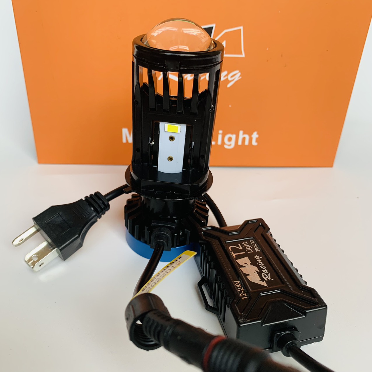 Đèn led bi cầu mini T2 Light chân H4 kính tím