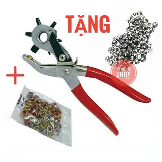 Kìm bấm lỗ dây nịt TOP kèm 2 bịch khoen có lựa chọn