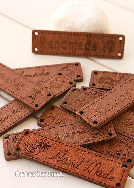 Nhãn gỗ Handmade CQ199 -Hoa Tay Handmade