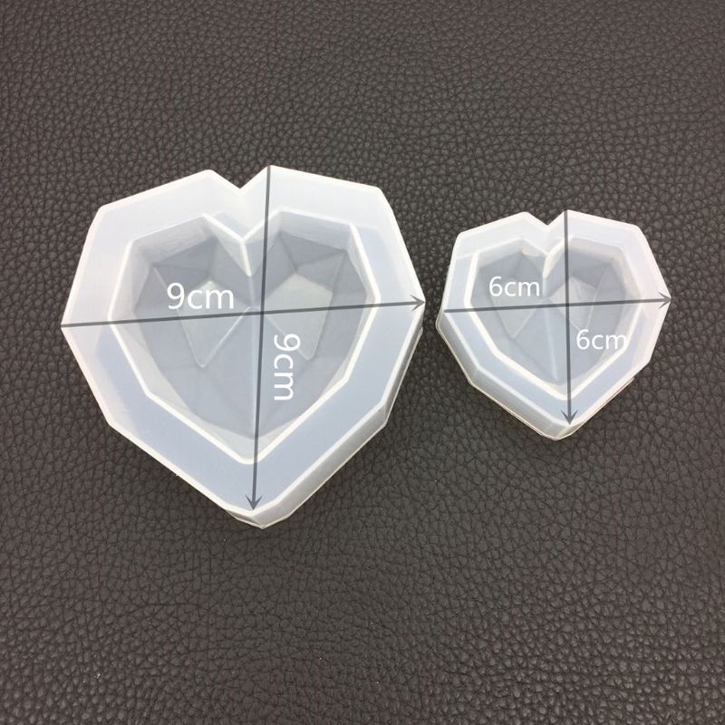 Khuôn silicon trái tim bề mặt diamond đổ resin