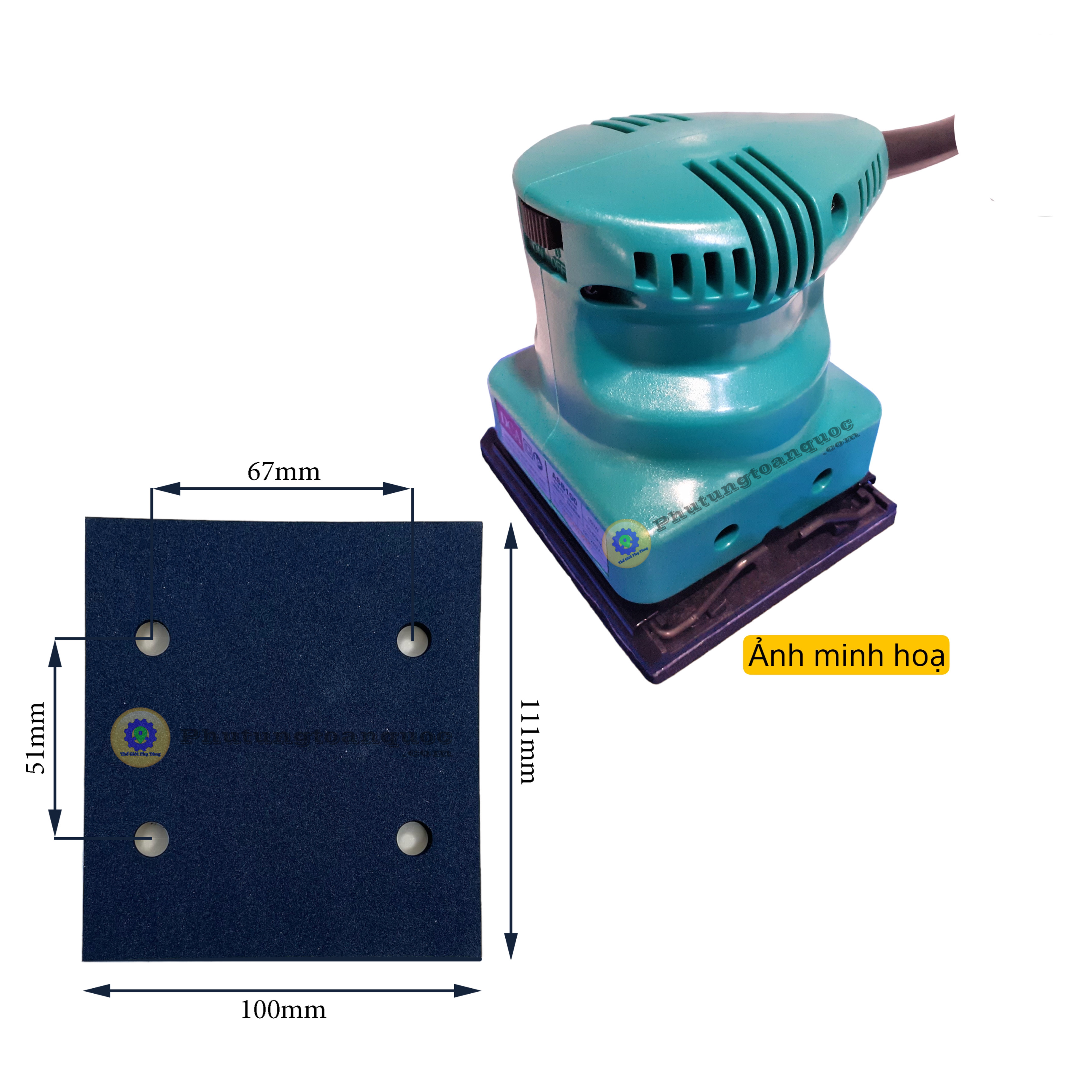 1 miếng mút mặt đế vuông | chữ nhật máy chà nhám rung makita, maktec, dca hoặc các hãng tq cùng thông số