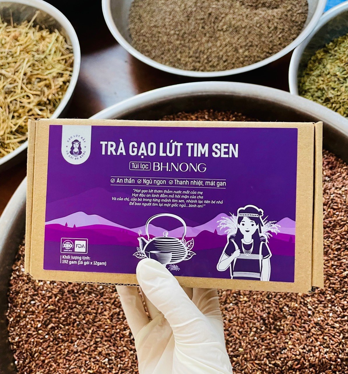 Trà gạo lứt Tim sen (rang mộc) Bh.nong