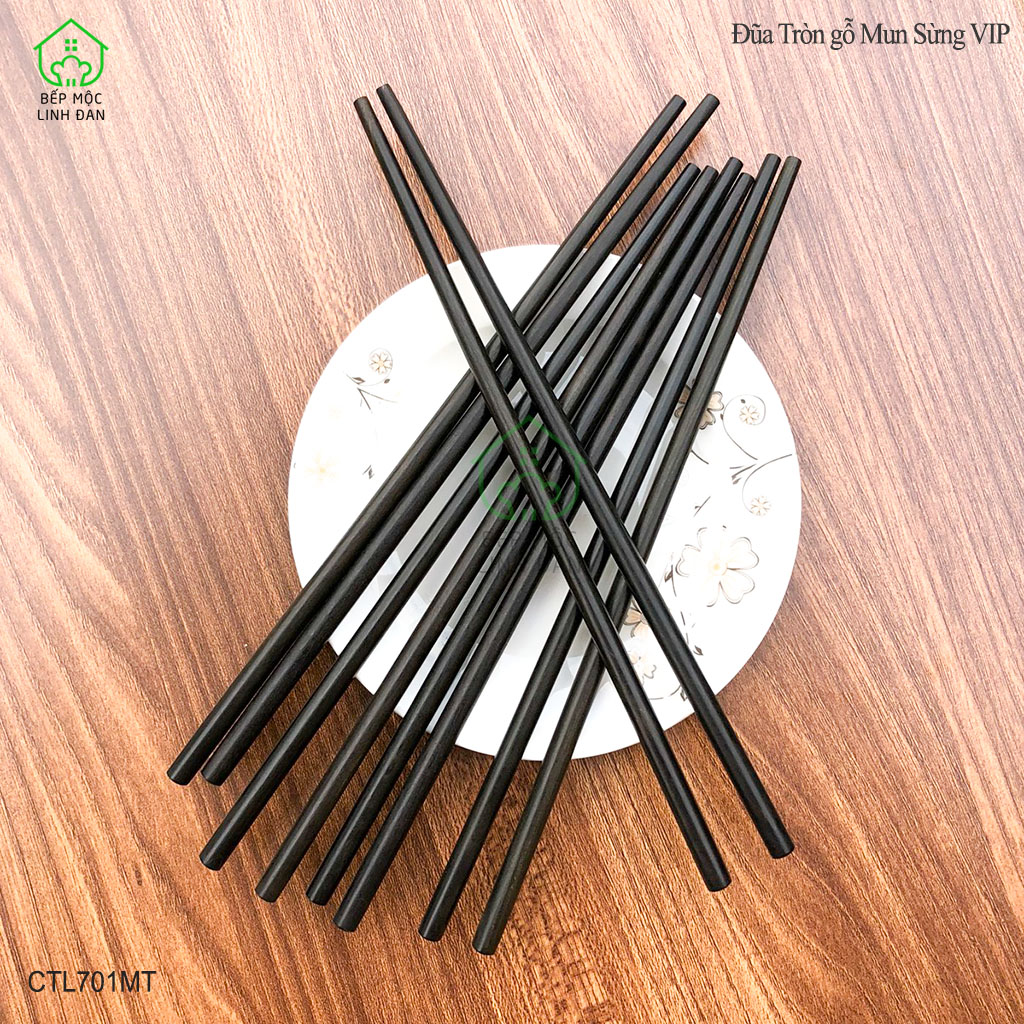 Đũa Gỗ Mun Sừng Cao Cấp Siêu Sạch [CTL701MT] Bộ 10 Đôi Tròn