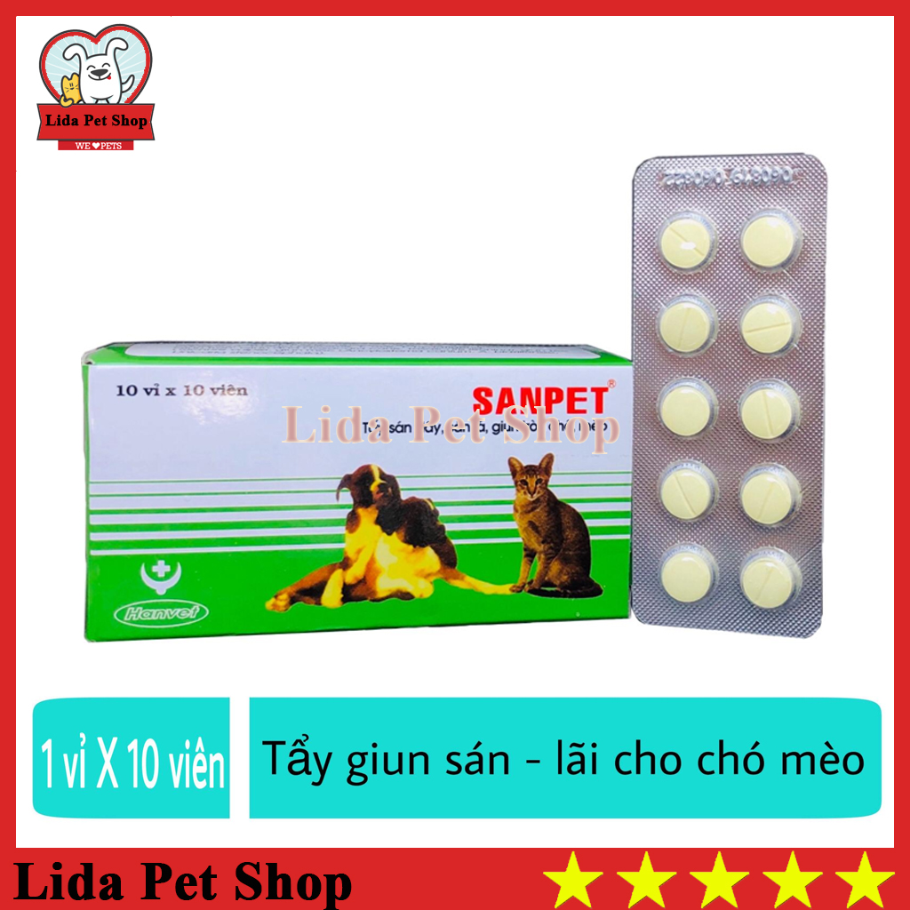 HN- Vỉ 10 viên  XỔ GIUN SANPET - ( 303)  tẩy giun chó / tẩy sán chó / tẩy giun chó mèo / xổ giun chó mèo / so lai cho /-HP10521TC