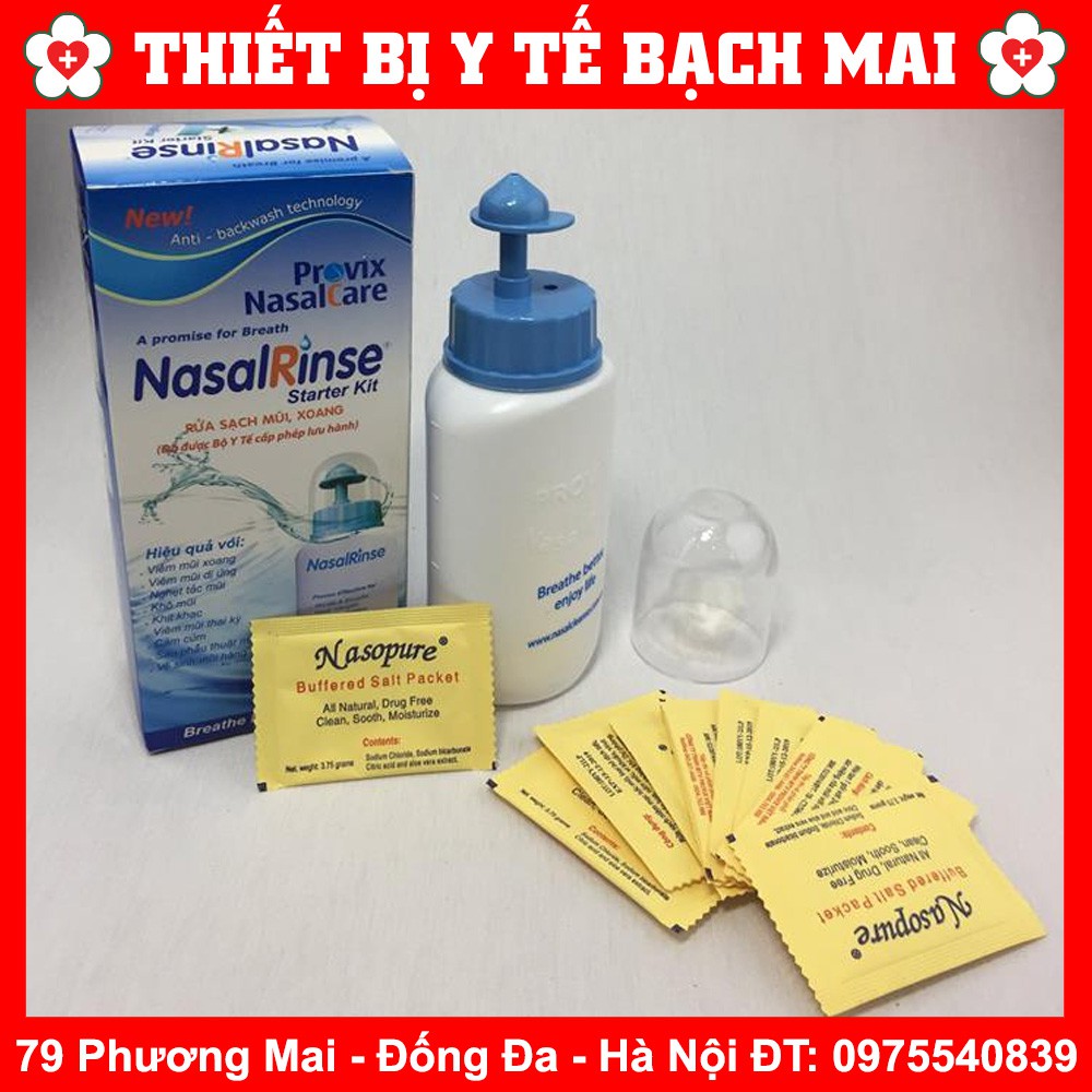 Bình Rửa Mũi Nasal Rinse [Tặng 10 Gói Muối Rửa Mũi]