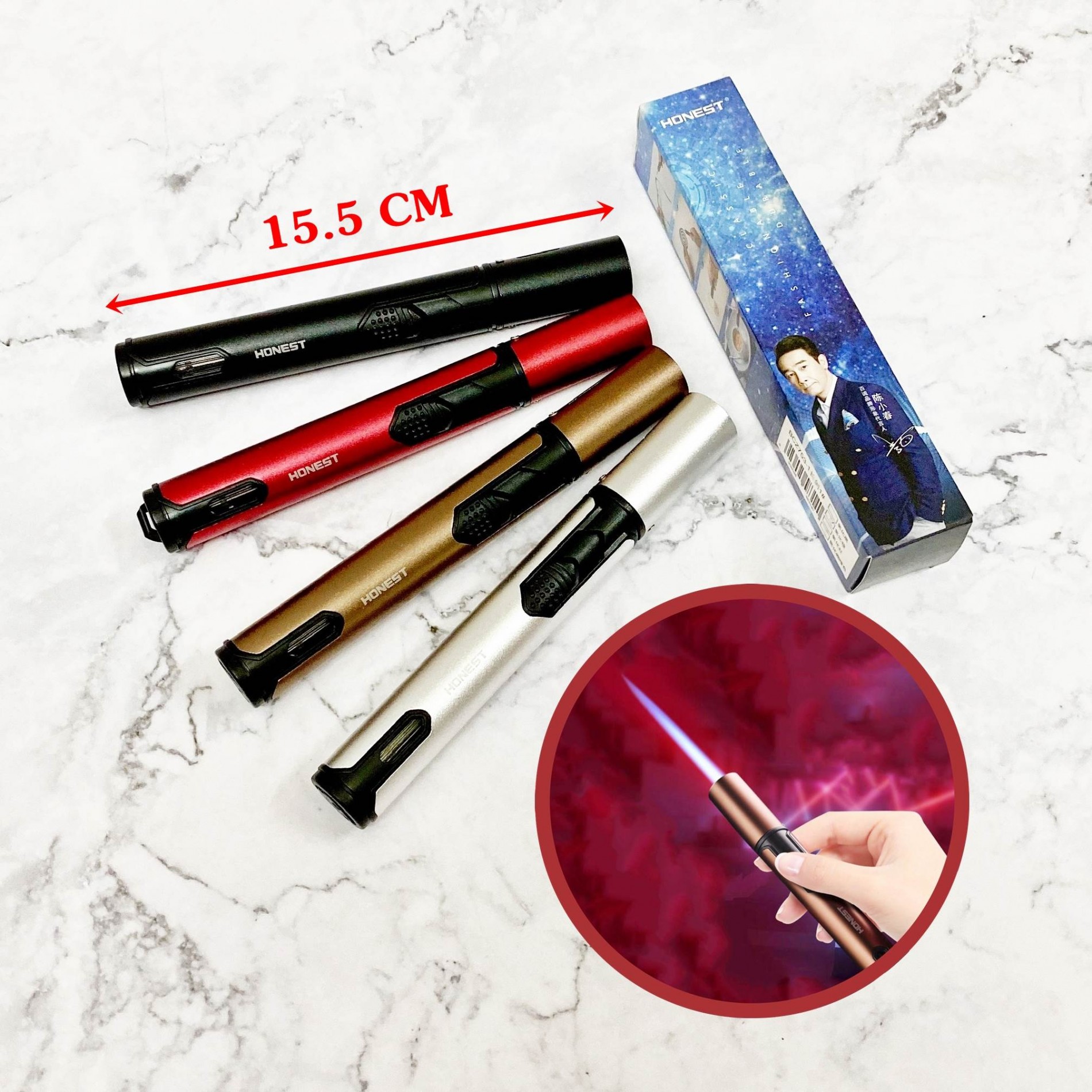BẬT LỬA KHÈ HONEST 753 KIM LOẠI - (XÀI GAS)