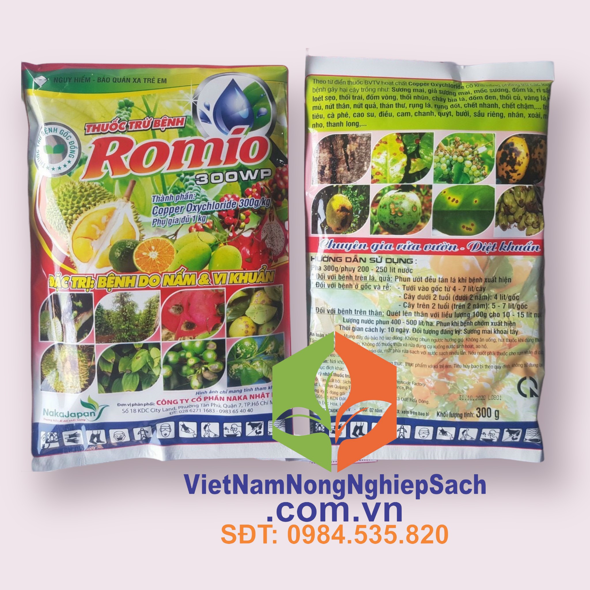 Romio 300wp – thuốc trừ bệnh sương mai, đốm lá, mốc sương, thán thư, thối trái, thối nhũn