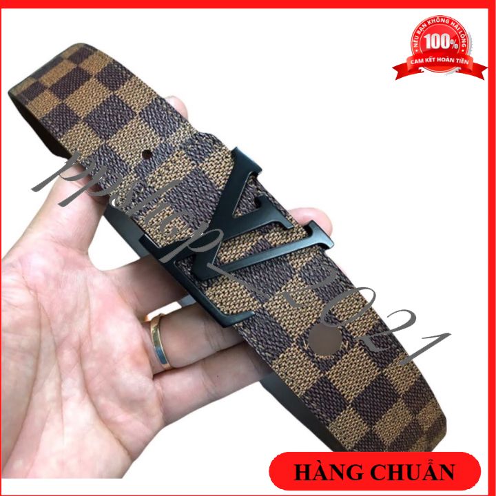 Thắt Lưng Nam Dây Da Họa Tiết Caro Độc Lạ Cá Tính