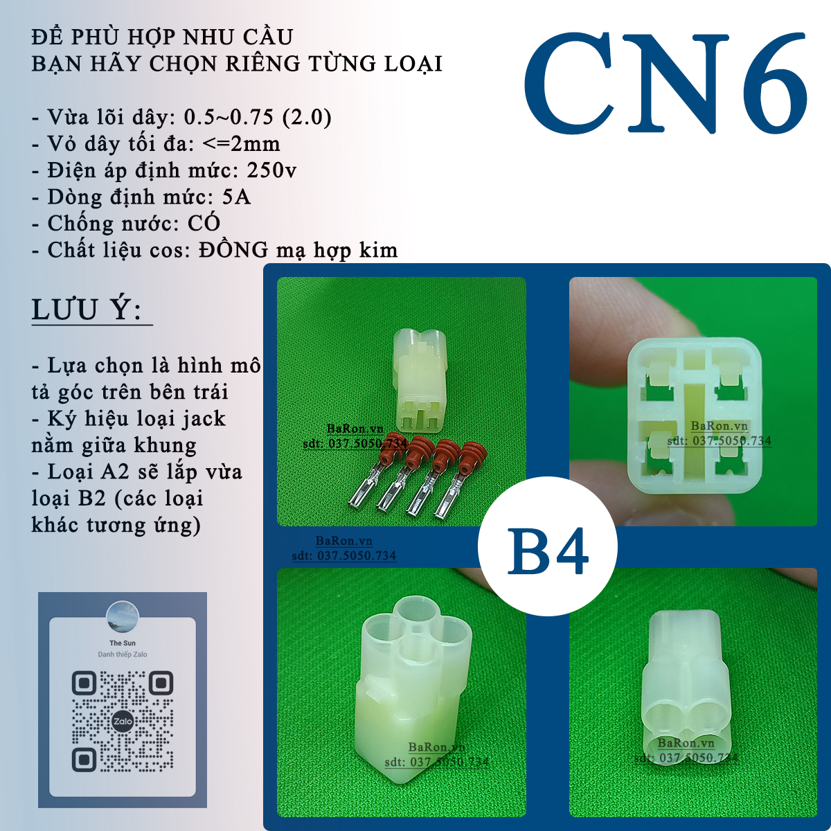 Jack cảm biến va chạm xe, jack đèn trần 2/3/4/6pin