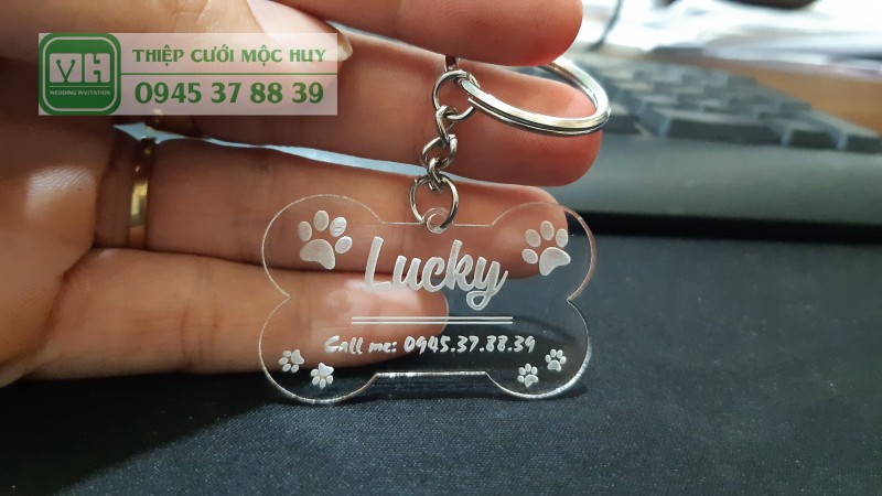 Pet Tag, Bảng Tên đeo cho thú cưng bằng mica khắc laser các thông tin liên hệ