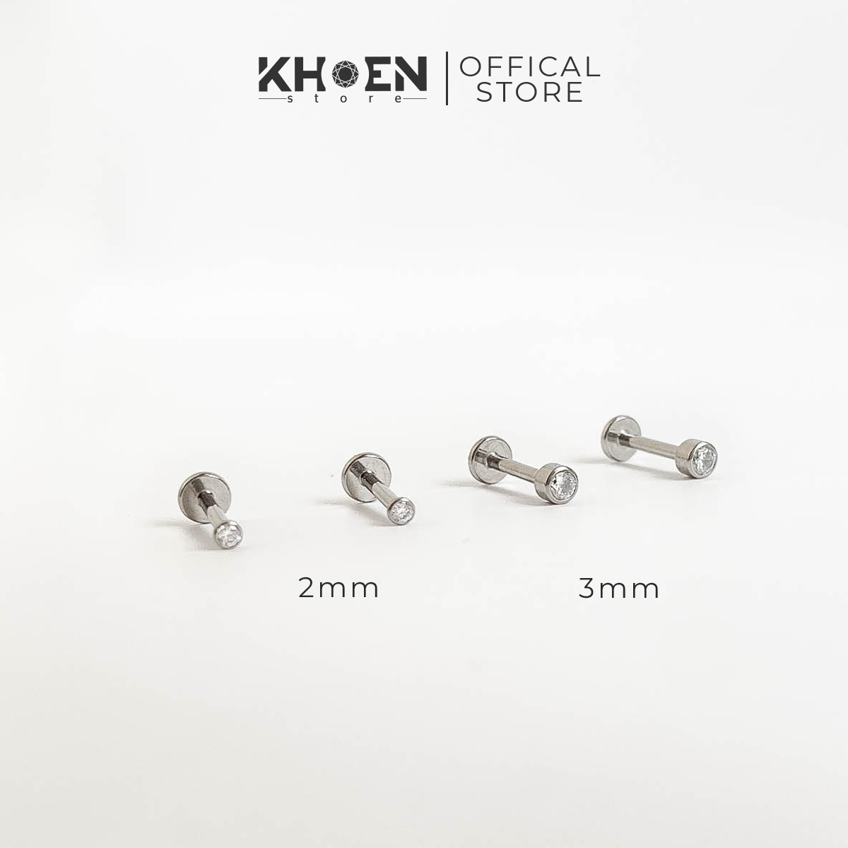Khuyên đá cài thân 1.2mm - Titanium - Khoen Store