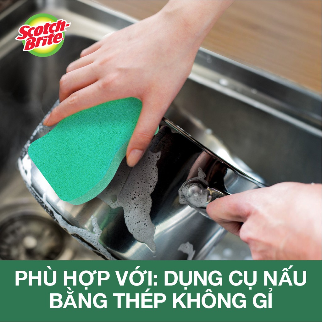 [ RẺ + BỀN ] Miếng rửa chén Scotch Brite (Cót rai) 3M hạt nổi Siêu sạch