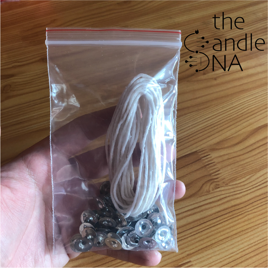 Bấc Nến (Tim Nến) Cotton Nhúng Sáp 5m + 50 Đế Kẹp bấc The Candle DNA