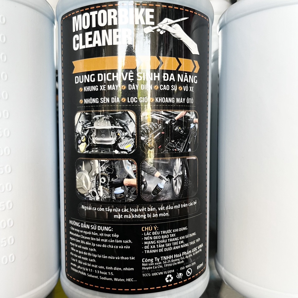 Combo Dung dịch tẩy rửa đa năng Motorbike Cleaner, kèm dụng cụ rửa xe, tẩy nhớt, vệ sinh nhông sên dĩa, lốc máy, vỏ xe  cho ô tô, xe máy