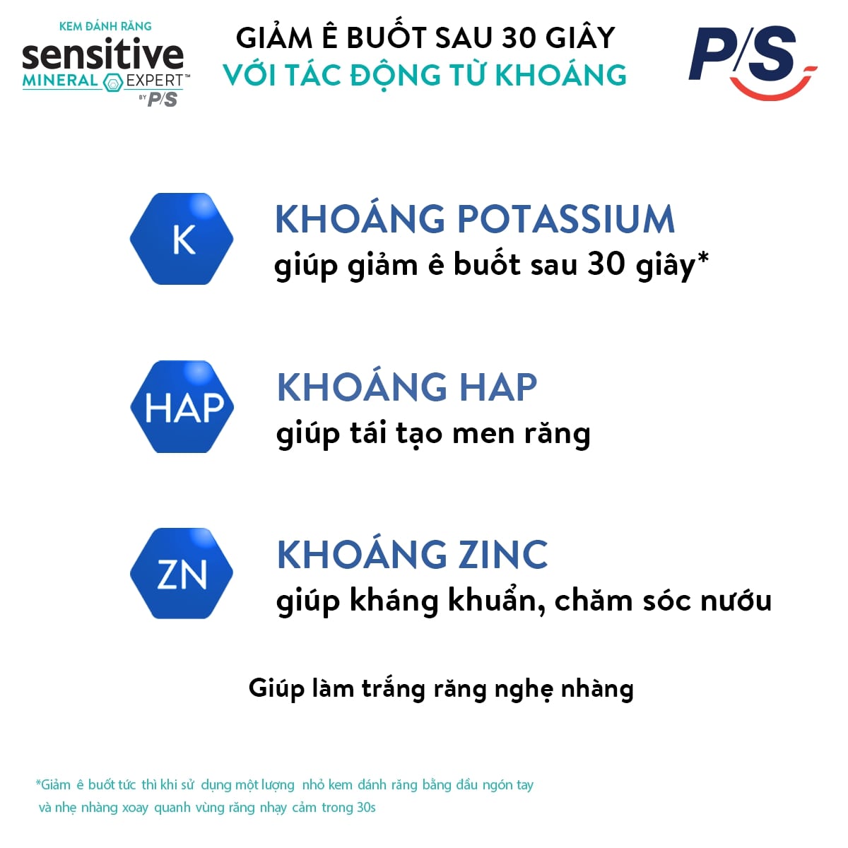 Bộ 3 Hộp Kem Đánh Răng P/S Giảm Ê Buốt Sau 30 Giây Sensitive Mineral Expert Fresh Mint Với Tác Động Từ Khoáng 100G