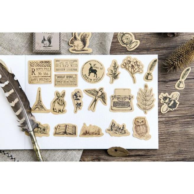 Bộ 46 Sticker tem động vật và hoa lá Trang Trí E53