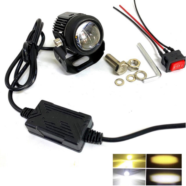 Đèn Led trợ sáng mini 2 nhiệt màu siêu sáng.Tặng công tắc