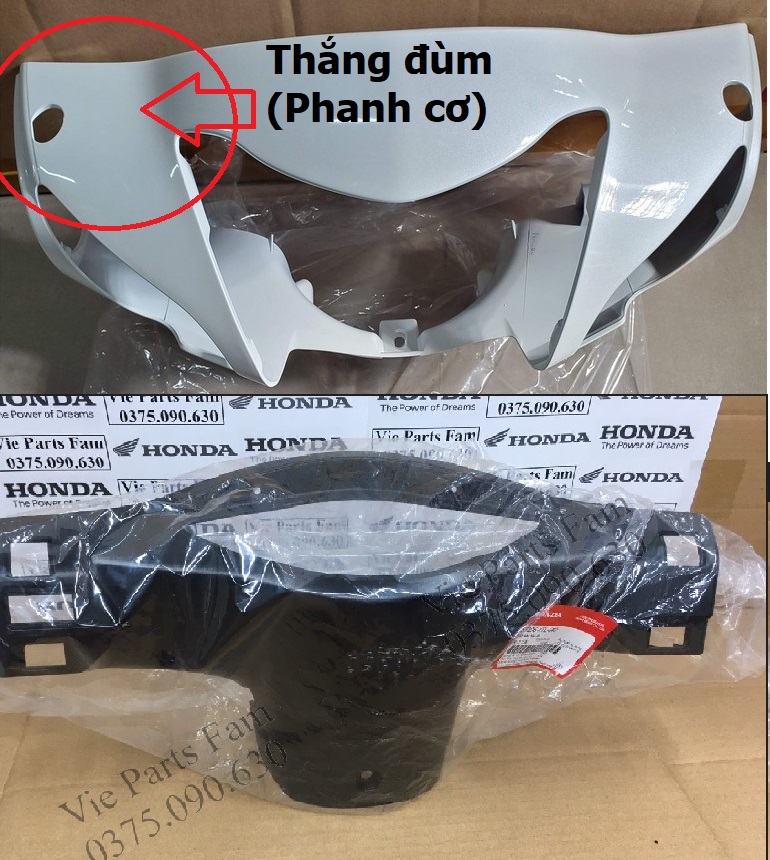 Combo 2 món ốp đầu trước và sau wave alpha 100cc, wave a 100 màu trắng , hàng din honda mới 100%