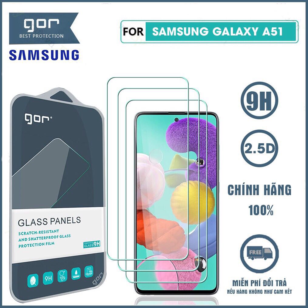 Bộ 2 Kính cường lực cho Samsung Galaxy A51- trong suốt không full chính hãng GOR vát 2,5D ( 2 miếng)