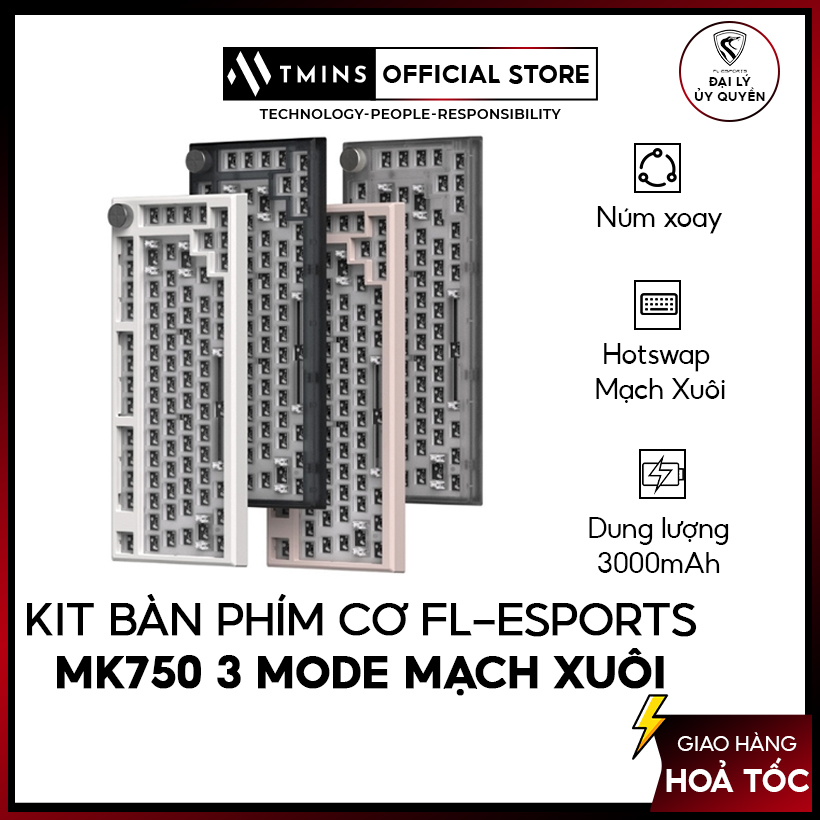 Bộ Kit bàn phím cơ FL-Esports MK750 3 Mode Mạch xuôi chính hãng - Bảo hành 12 tháng